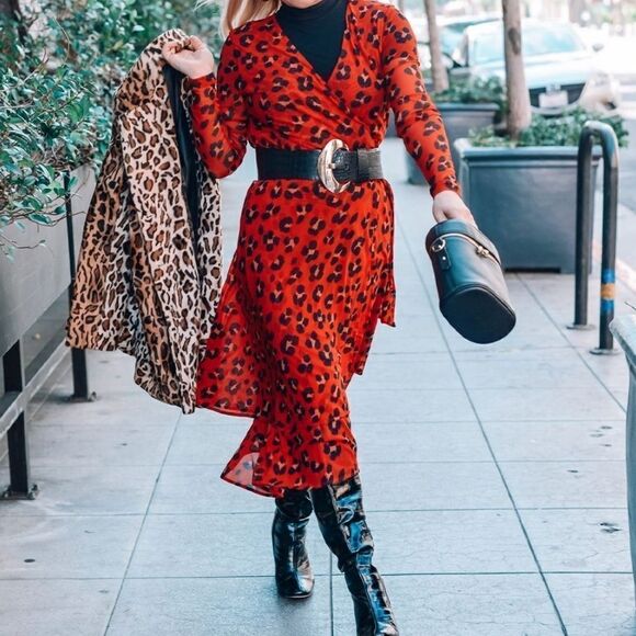 Cabi red leopard siren wrap dress, xxl - Picture 9 of 14